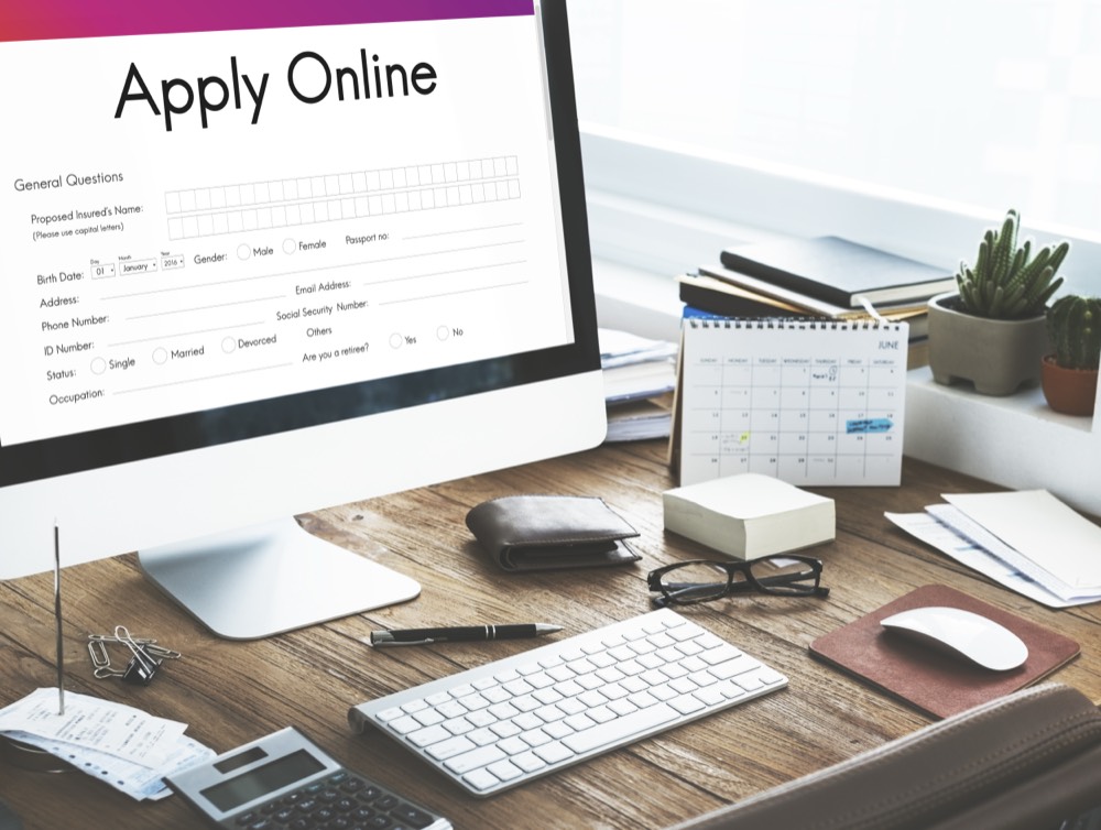 An online university application form on a screen